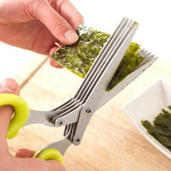Stainless Steel Herb Scissors With Cleaning Brush